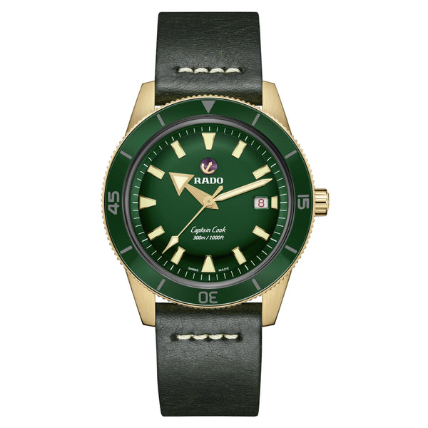 RADO 雷達錶 CAPTAIN COOK BRONZE 錶庫克船長青銅腕錶 綠面 R32504315