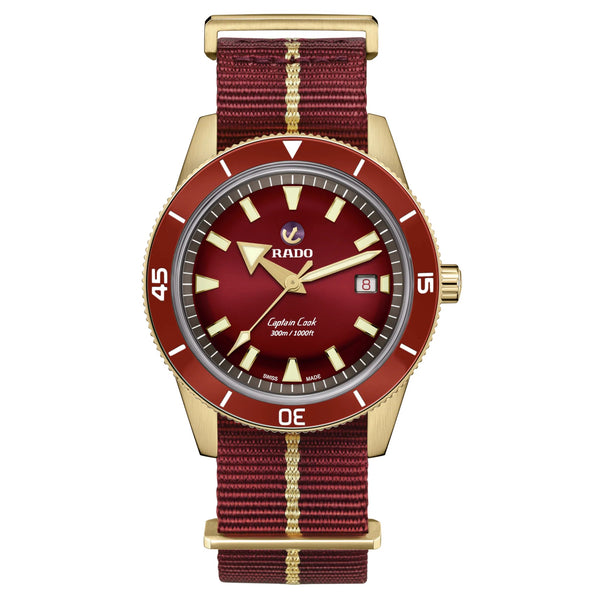 RADO 雷達錶 CAPTAIN COOK BRONZE 庫克船長青銅腕錶 紅面 42mm R32504407