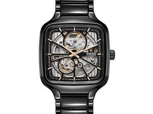 RADO 雷達錶 TRUE SQUARE OPEN HEART 真我系列方形開芯陶瓷自動機械腕錶 38mm R27086162 - 新萬國鐘錶