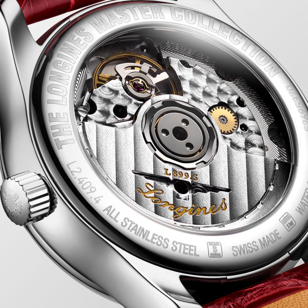LONGINES 浪琴 MASTER 巨擘系列月相真鑽白母貝機械腕錶 34mm L24094872