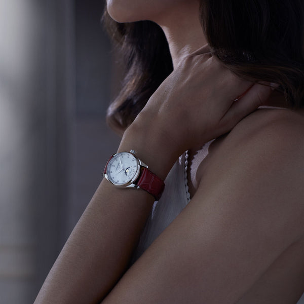 LONGINES 浪琴 MASTER 巨擘系列月相真鑽白母貝機械腕錶 34mm L24094872