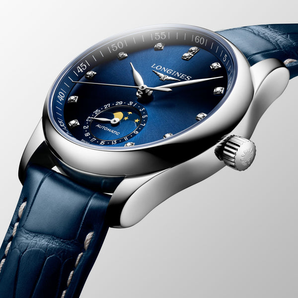 LONGINES 浪琴 MASTER 巨擘系列月相機械腕錶 藍面 34mm L24094970