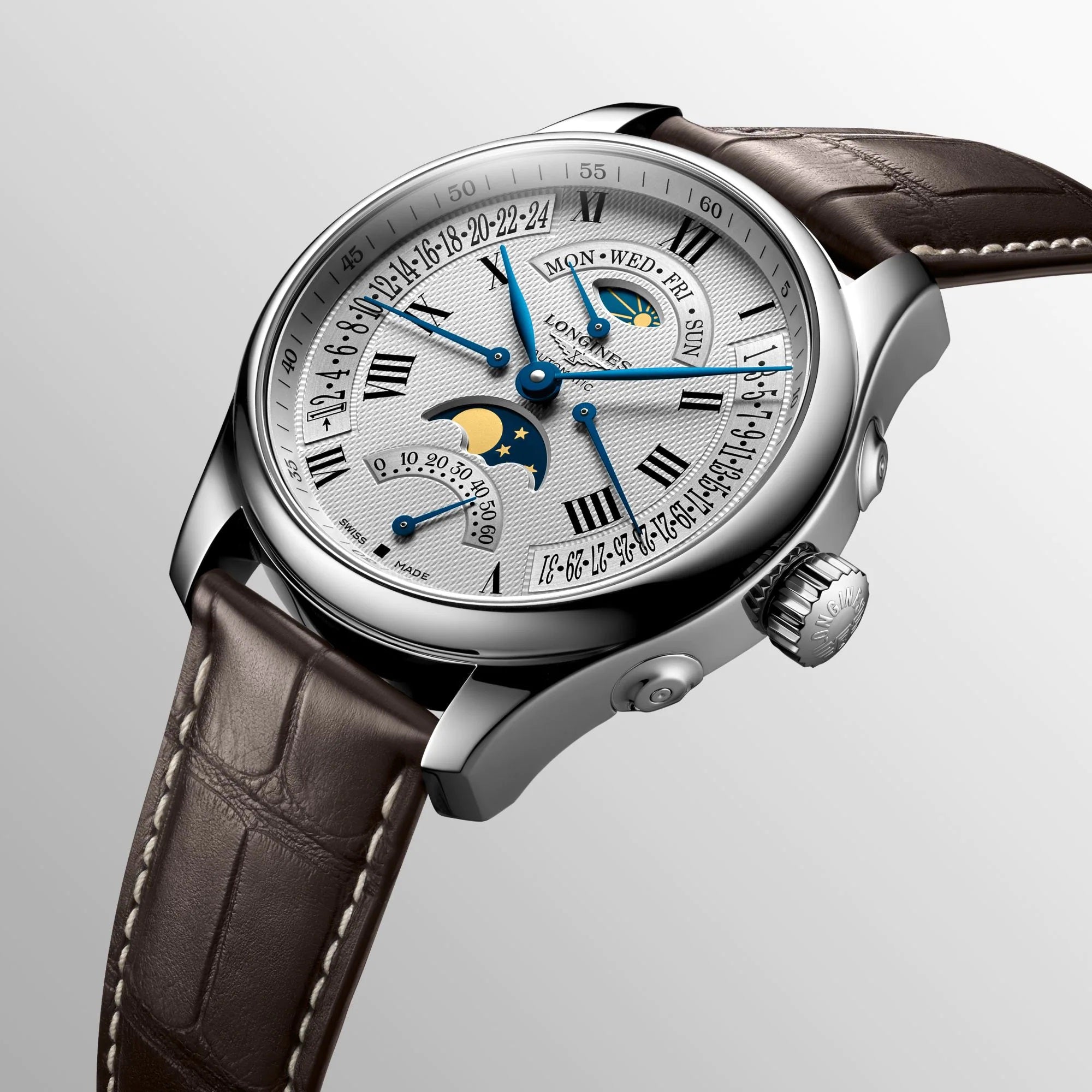 LONGINES Master 浪琴巨擘系列四逆跳月相複雜功能機械錶44mm