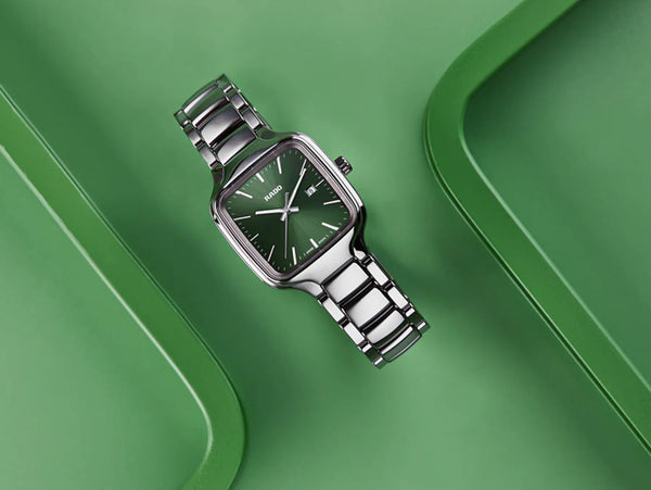 RADO 雷達錶 TRUE Squre 真我系列方形高科技陶瓷綠面自動機械腕錶 R27077312