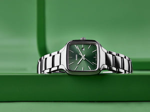 RADO 雷達錶 TRUE Squre 真我系列方形高科技陶瓷綠面自動機械腕錶 R27077312