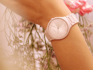 RADO True Thinline 雷達真薄系列世界花園特別版粉陶瓷石英錶 39mm R27120402