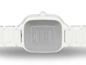 RADO 雷達錶 TRUE Squre 真我系列方形白陶瓷石英鑽母貝腕錶 29mm R27072902