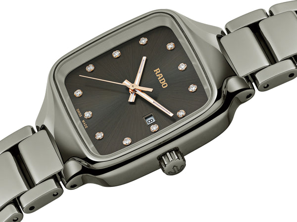 RADO 雷達錶真我系列方形高科技陶瓷石英鑽面腕錶 29mm R27079702