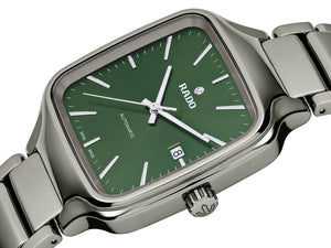 RADO 雷達錶 TRUE Squre 真我系列方形高科技陶瓷綠面自動機械腕錶 R27077312
