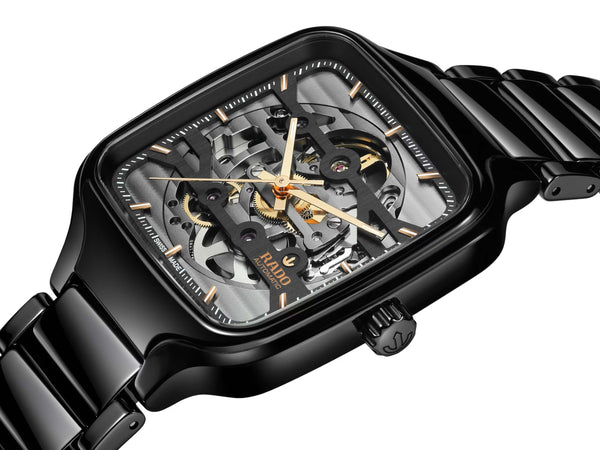 RADO TRUE SQUARE 雷達錶真我方形系列鏤空陶瓷自動機械腕錶 38mm R27124162