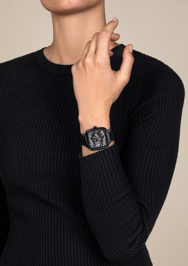 RADO TRUE SQUARE 雷達錶真我方形系列鏤空陶瓷自動機械腕錶 38mm R27124162
