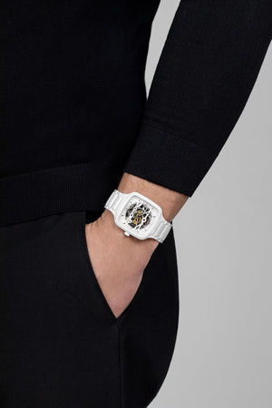 RADO TRUE SQUARE 雷達錶真我方形系列鏤空陶瓷自動機械腕錶 38mm R27126012